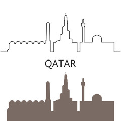 Wall Mural - Qatar logo. Isolated Qatari architecture on white background