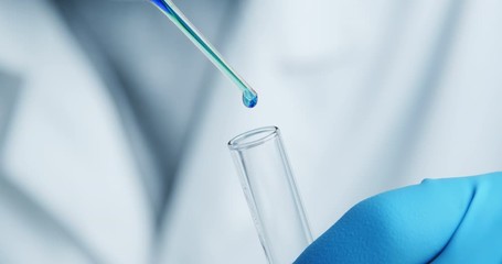 Wall Mural - crop shot of technician carefully drips the solution from the pipette into glass tubes for dna analy