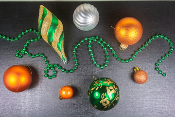 Baubles and pearl tinsel as decoration for Christmas