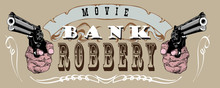 Vector Image Of A Poster With Two Hands Holding Revolvers With The Style Of A Vintage Poster For An Old Silent Film