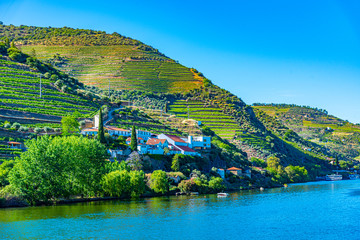 Wall Mural - Pinhao village on shore of river Douro in Portugal