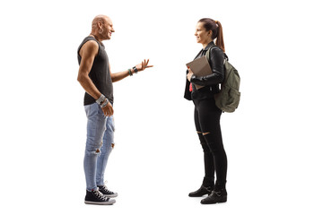 Poster - Male hipster and a female student talking