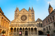 Notre-Dame de Tournai facade view with towers , Cathedral of Our Lady, Tournai, Walloon municipality, Belgium
