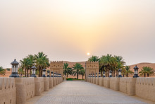 Qasr Al Sarab In Liwa, Al Dhafra, Abu Dhabi, United Arab Emirates At Sunrise.