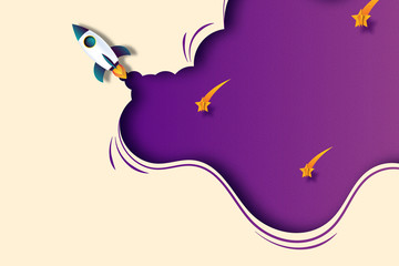 Aufkleber - Rocket ship with business start up concept background landing page website template.