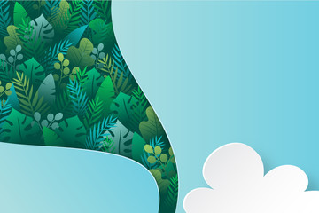 Aufkleber - Tropical green leaf with nature concept landing page background template.