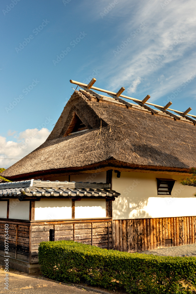 Old traditional Japanese house with thatched roof in Tanba-sasayama ...