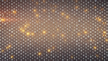 Canvas Print - Binary code array with zeros and ones. Information technology, computer science or internet security idea. Seamless loop 3D render animation