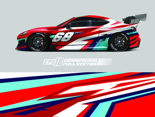 Car wrap decal designs. Abstract racing and sport background for car livery. Full vector eps 10.