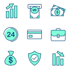 Leinwandbilder - Finance set icon template color editable. Finance pack symbol vector sign isolated on white background icons vector illustration for graphic and web design.