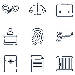 Poster - Law and Justice set icon template color editable. Law and Justice pack symbol vector sign isolated on white background icons vector illustration for graphic and web design.