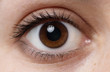 © SimoneO - Single dark brown Caucasian eye with mascara. Young women healthy eye close up.
