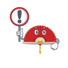 Sticker - Cartoon style of chinese folding fan with sign in his hand