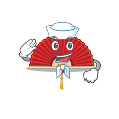 Wall Mural - Mascot of Cute chinese folding fan Sailor cartoon character