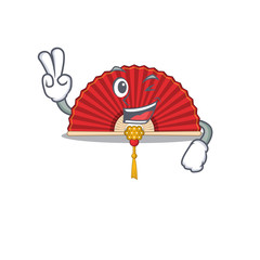 Poster - Chinese folding fan Character cartoon style with two fingers