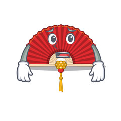 Poster - Chinese folding fan Cartoon character showing afraid look face