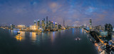 Fototapeta  - The night view of the city on the huangpu river bank in the center of Shanghai, China