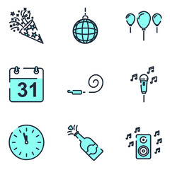 Fototapete - Party set icon template color editable. Party pack symbol vector sign isolated on white background icons vector illustration for graphic and web design.