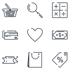 Poster - Shopping set icon template color editable. market pack symbol vector sign isolated on white background icons vector illustration for graphic and web design.