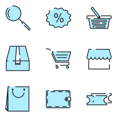 Poster - Shopping set icon template color editable. market pack symbol vector sign isolated on white background icons vector illustration for graphic and web design.