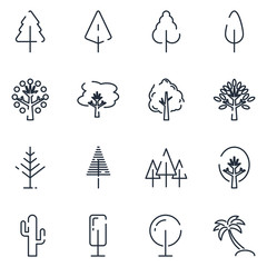 Fototapete - Tree set icon template color editable. Tree pack symbol vector sign isolated on white background icons vector illustration for graphic and web design.