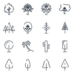 Fototapete - Tree set icon template color editable. Tree pack symbol vector sign isolated on white background icons vector illustration for graphic and web design.