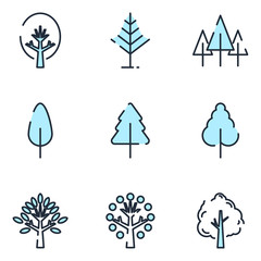 Aufkleber - Tree set icon template color editable. Tree pack symbol vector sign isolated on white background icons vector illustration for graphic and web design.