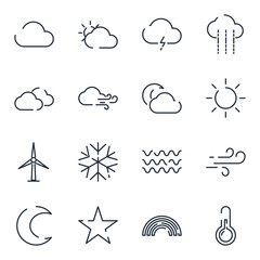 Aufkleber - Weather set icon template color editable. Wind, Blizzard, Sun, Rain and more symbol vector sign isolated on white background icons vector illustration for graphic and web design.