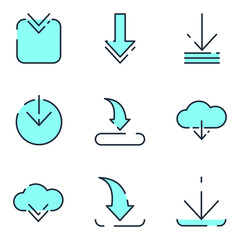Aufkleber - Hosting download set icon template color editable. Hosting upload pack symbol vector sign isolated on white background icons vector illustration for graphic and web design.