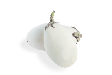 Wall Mural - Two white eggplants isolated on white background.