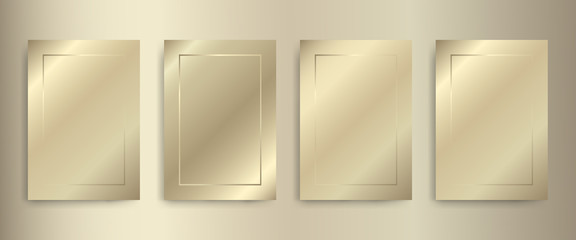 Wall Mural - gold vector banners, flyers, poster, cover, gift cards set with golden metallic design background