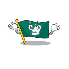 Poster - Super Cool Grinning flag macau mascot cartoon style