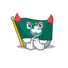 Sticker - Cartoon character of flag macau on a Devil gesture design