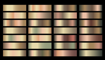 Wall Mural - vector banners with gold and bronze rusty pitting gradient backgrounds