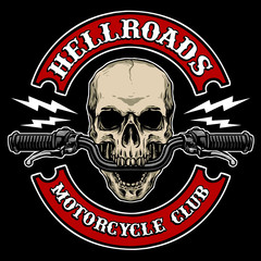 vector of skull with motorcycle handle bar, suitable for motorcycle club logo