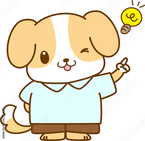 犬 キャラクター ひらめく 気づく 思いつく 電球 可愛い ビーグル 服 立つ 動物 学習 教育 Buy This Stock Vector And Explore Similar Vectors At Adobe Stock Adobe Stock