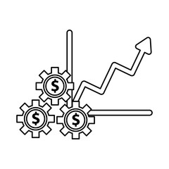 Sticker - financial statistics graphic with gears dollars