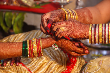 Poster - Traditional indian wedding ceremony, Bride hand