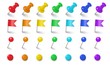 © Marina - Office accessorize colorful vector set. Realistic pin, flag, pushpin, magnet
