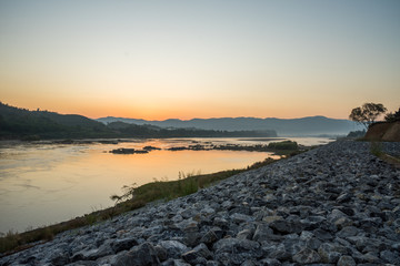 sunset on khong  river