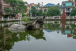 Hanoi monument of B-52 wreckage from Vietnam War sunken in Huu Tiep Lake 