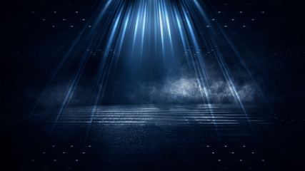 Wall Mural - empty blue studio room. dark background. abstract dark empty studio room texture. product showcase s
