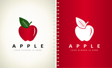 Poster - apple with leaf logo vector