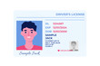 Vector template of car driver license plastic card. Vector illustration