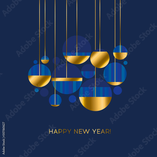 Round abstract shapes in gold and blue