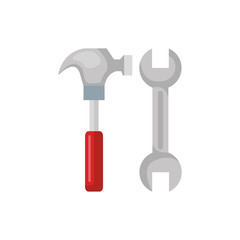 Wall Mural - wrench and hammer design, Construction work repair reconstruction industry build and project theme Vector illustration