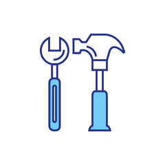 Sticker - wrench and hammer design, Construction work repair reconstruction industry build and project theme Vector illustration