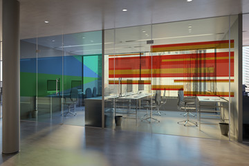 Wall Mural - Glass Office Room Wall Mockup - 3d rendering