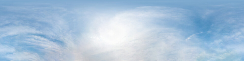 Wall Mural - blue sky with beautiful cumulus clouds. seamless hdri panorama 360 degrees angle view with zenith fo