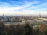 Fototapeta Paryż - 05/12/19 Torin, Italy - Panoramic view of the city of Turin from Monte dei Capuccini sightseen